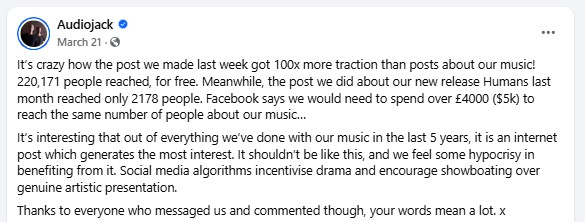 AudioJack's Post to Facebook #2