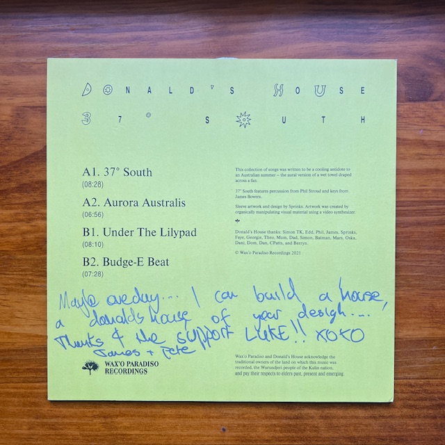 Image of my 37degrees South EP Inscription by James Isaacs